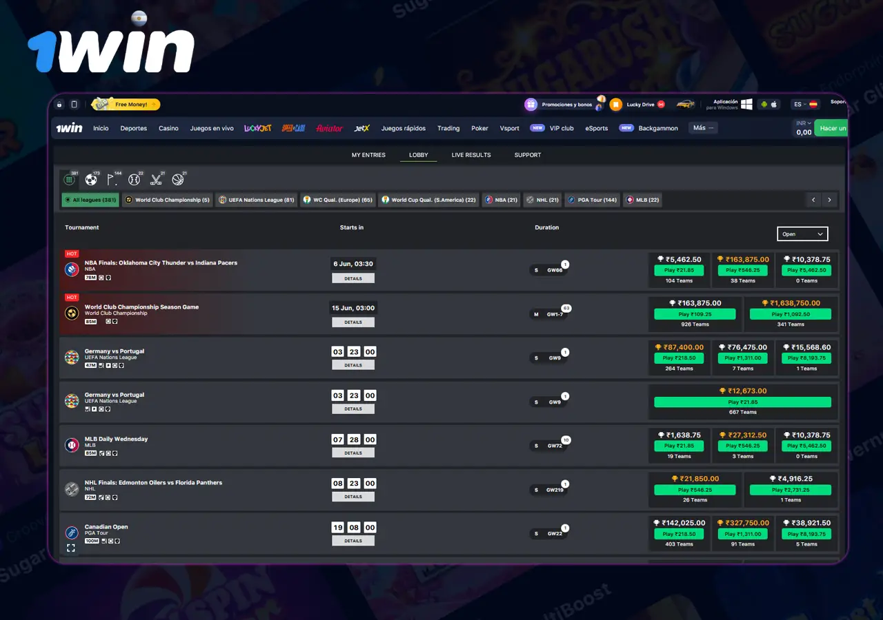 Fantasy Sport o Deportes de Fantasía en 1Win Argentina